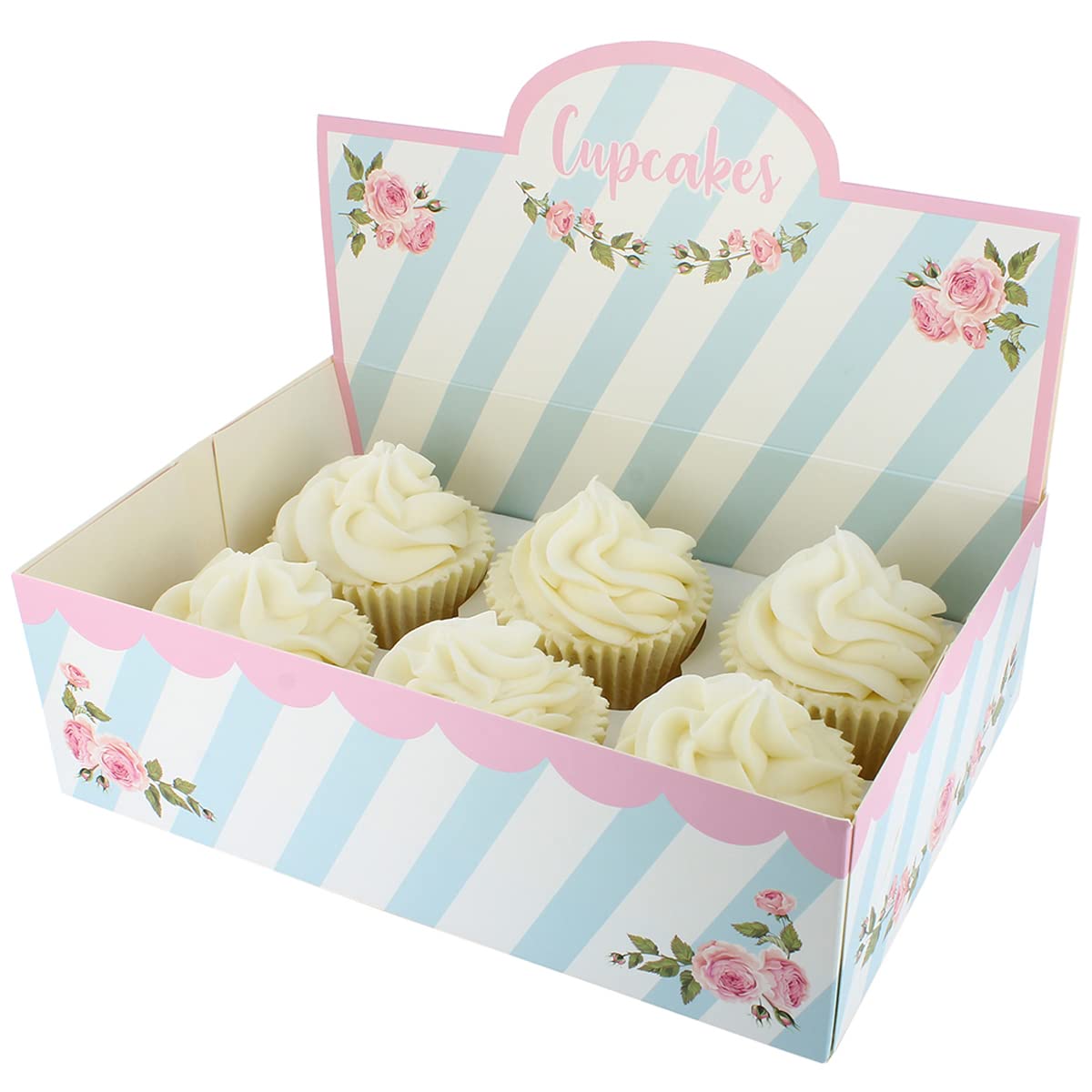 Culpitt 6/12 Cupcake Display Box, 20 Pack, Cupcake Boxes To Carry Tasty Treats, Includes Dual Insert For 6 Standard Cupcakes or 12 Mini Cupcakes - Afternoon Tea,Multilcolour,86965