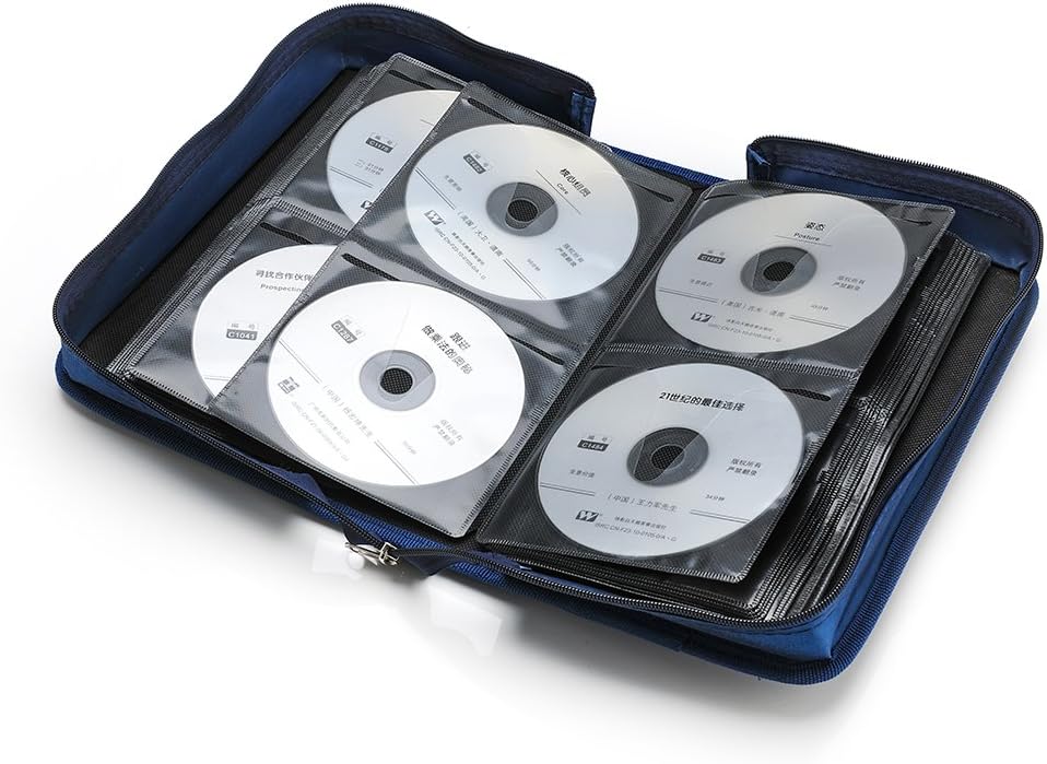 128 Capacity CD/DVD Case Holder, Storage Binder by CCidea (Blue): Electronics