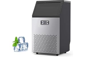 Dainslef Commercial Ice Maker Machine - 110LBS/24H Ice Production, 33LBS Storage, Stainless Steel, Self-Cleaning, 66 Ice Cubes in 5-15 Mins, Freestanding/Undercounter
