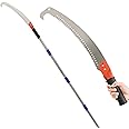 10 FT Pole Saws for Tree Trimming, Lightweight Tree Pruner with Extension Pole for High Reach, 3-Sided Super Sharp Teeth Blade, Branch Hook, Detachable Manual Tree Trimmers, Anti-Rust Wood Cutter