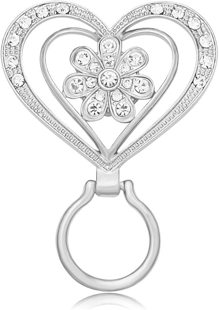 MANZHEN New Crystal Flower Brooch Magnetic Clip Holder Double Heart Magnetic Eyeglass Holder Brooch