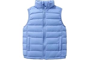 UEAUY Boys Girls Outwear Vest, Lightweight Solid Color Sleeveless Vest, Water-Resistant Packable Puffer Jacket
