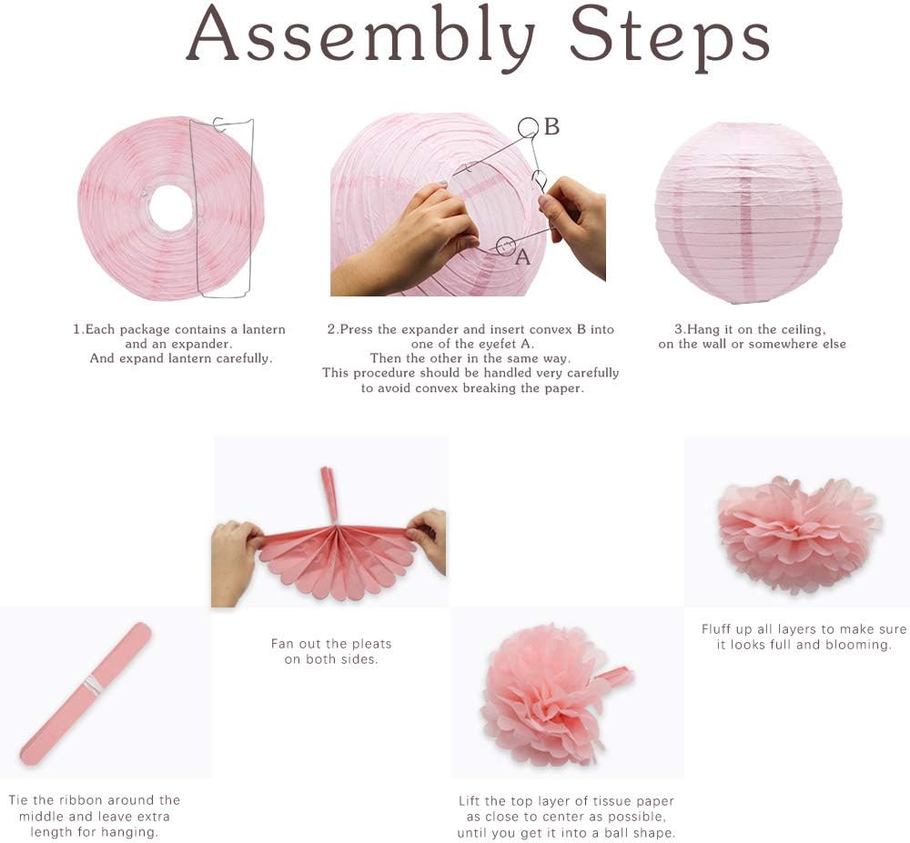 Meiduo Tropical Flamingo Party Honeycomb Decoration, Hawaiian Summer Party Supplies for Adults Kids Birthday Bridal Shower with Flamingo Paper Fans Pom Poms Flowers Paper Lanterns (Pink): Home Improvement