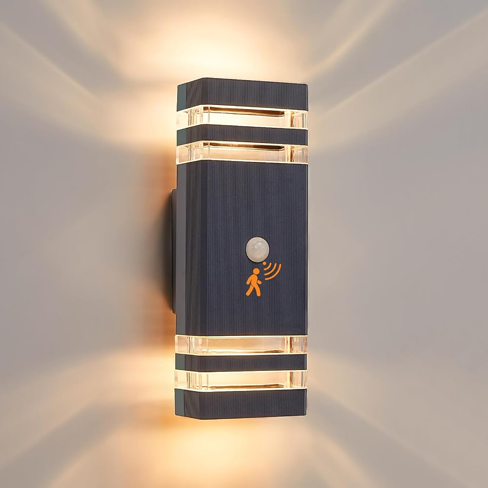 CELAVY Up Down Outside Lights with Motion Sensor IP65 Anthracite GU10 LED