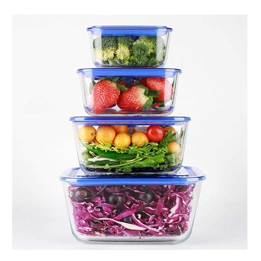 Recipiente de microondas de vidrio Juego de 4 piezas Cubierta de ...
