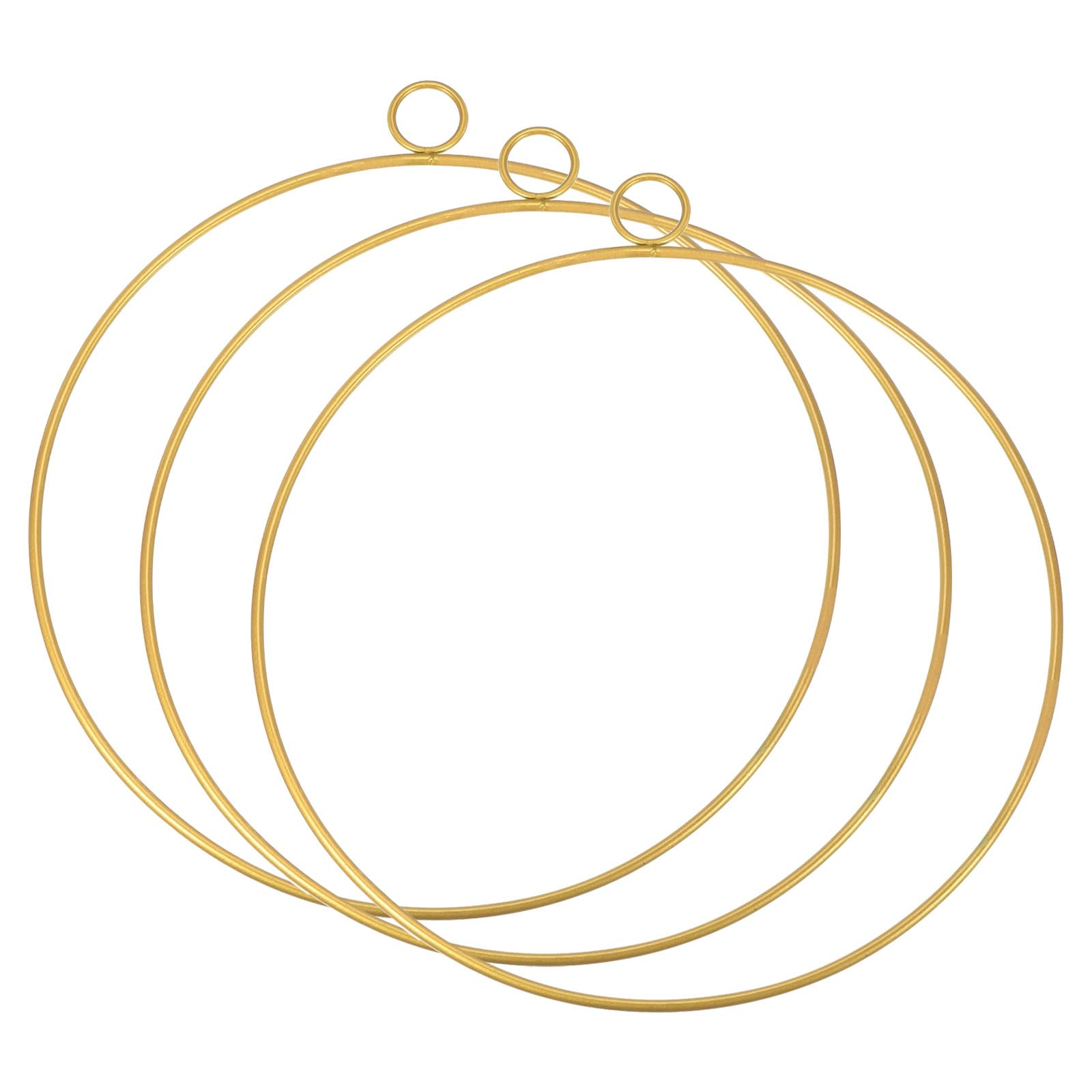 M METERXITY 3 Pack Round Metal Floral Hoops - Golden Wreath Macrame Frames Apply to Wed/Geometric Decor/Party/Wall Hang (10" Gold Tone)