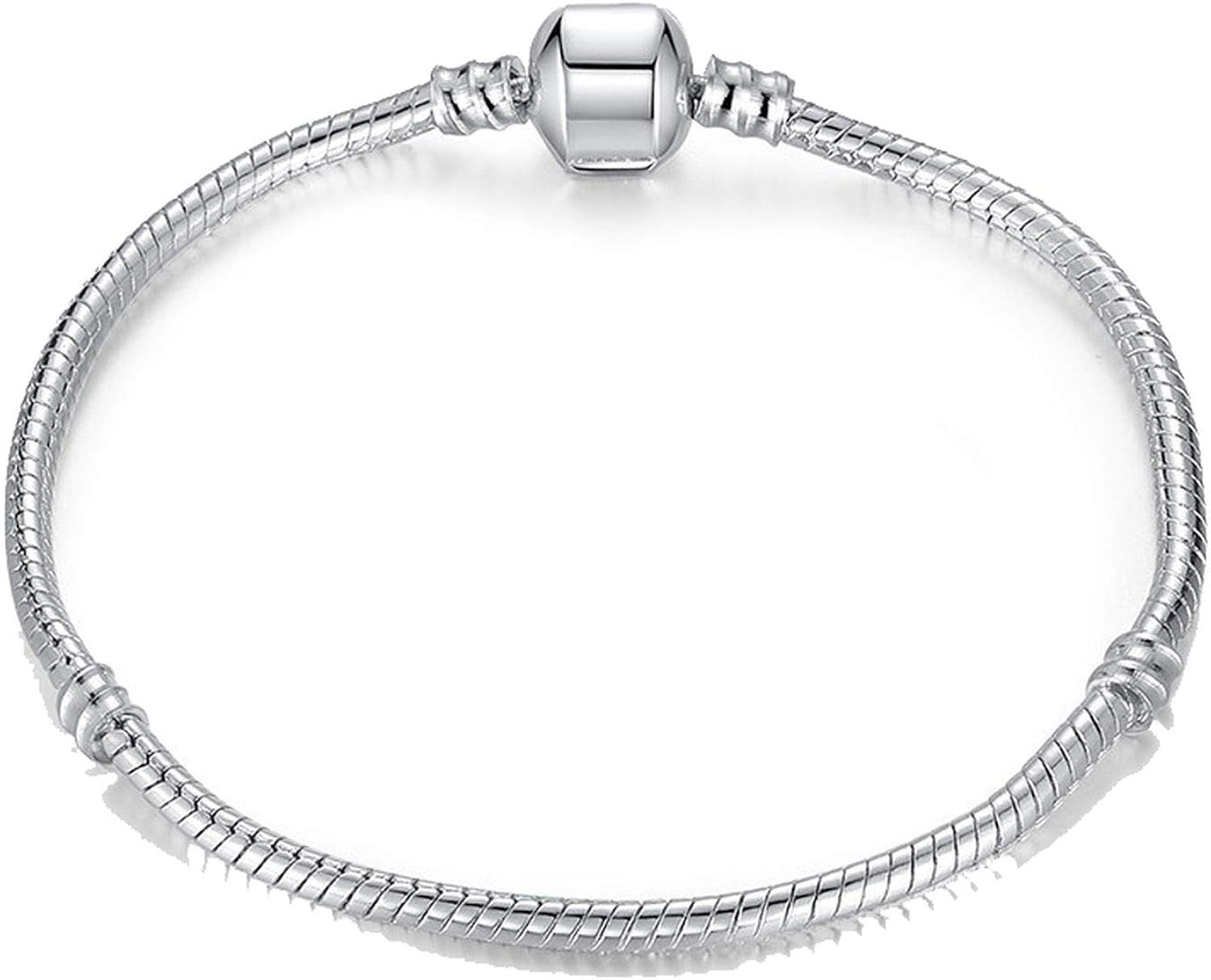 Silver Plated Basic Snake Chain Bracelet DIY Charm Bead Jewelry Not