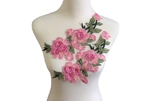 ZALALAA Flowers Embroidered Patch Sticker for Clothing Jacket Jeans Lace Applique DIY Clothes Decorations Fabric Patches (Color G Pink)