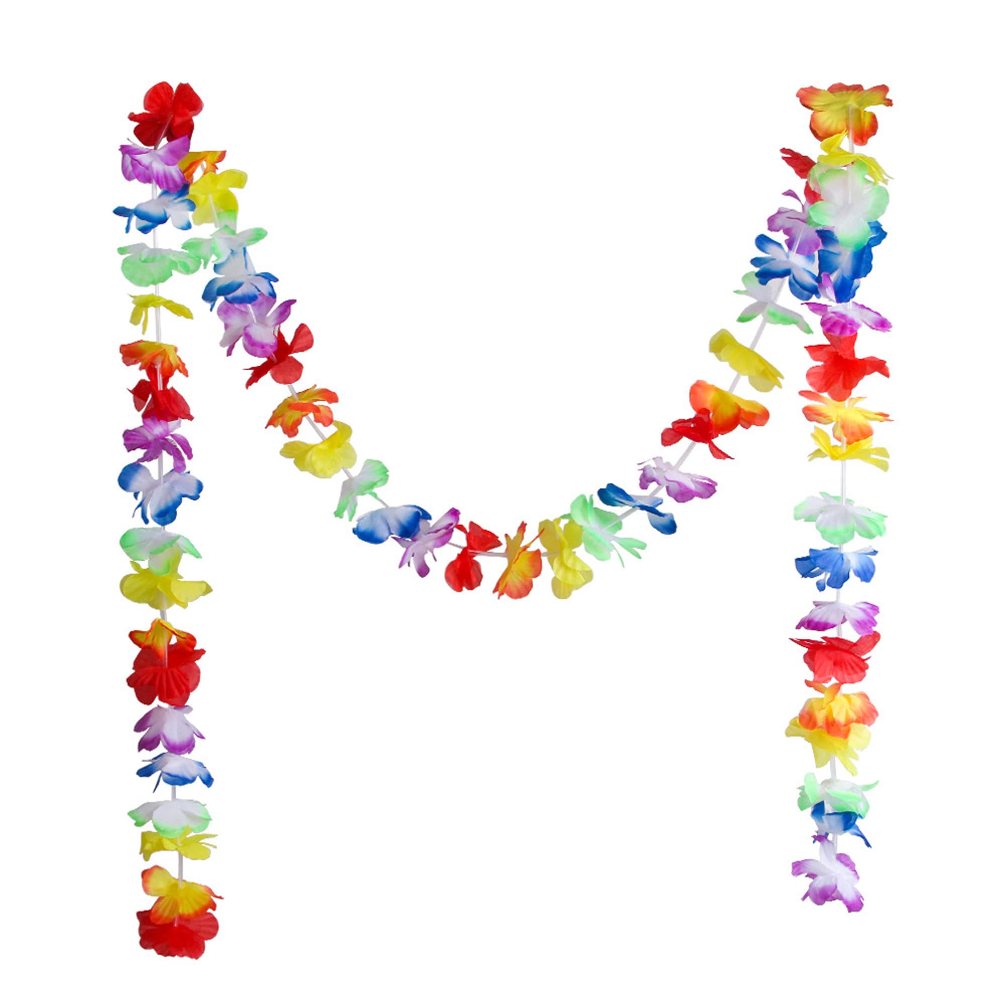 Douyif Hawaiian Hibiscus Flower Garland, 6 Meters, Multicolor, Plastic and Cloth, Straight Shape, Perfect for Hawaiian, Summer, Tropical, Tiki, Aloha Parties