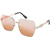 FEISEDY Classic Rimless Sunglasses Women Metal Frame Diamond Cutting Lens Sun Glasses B2567