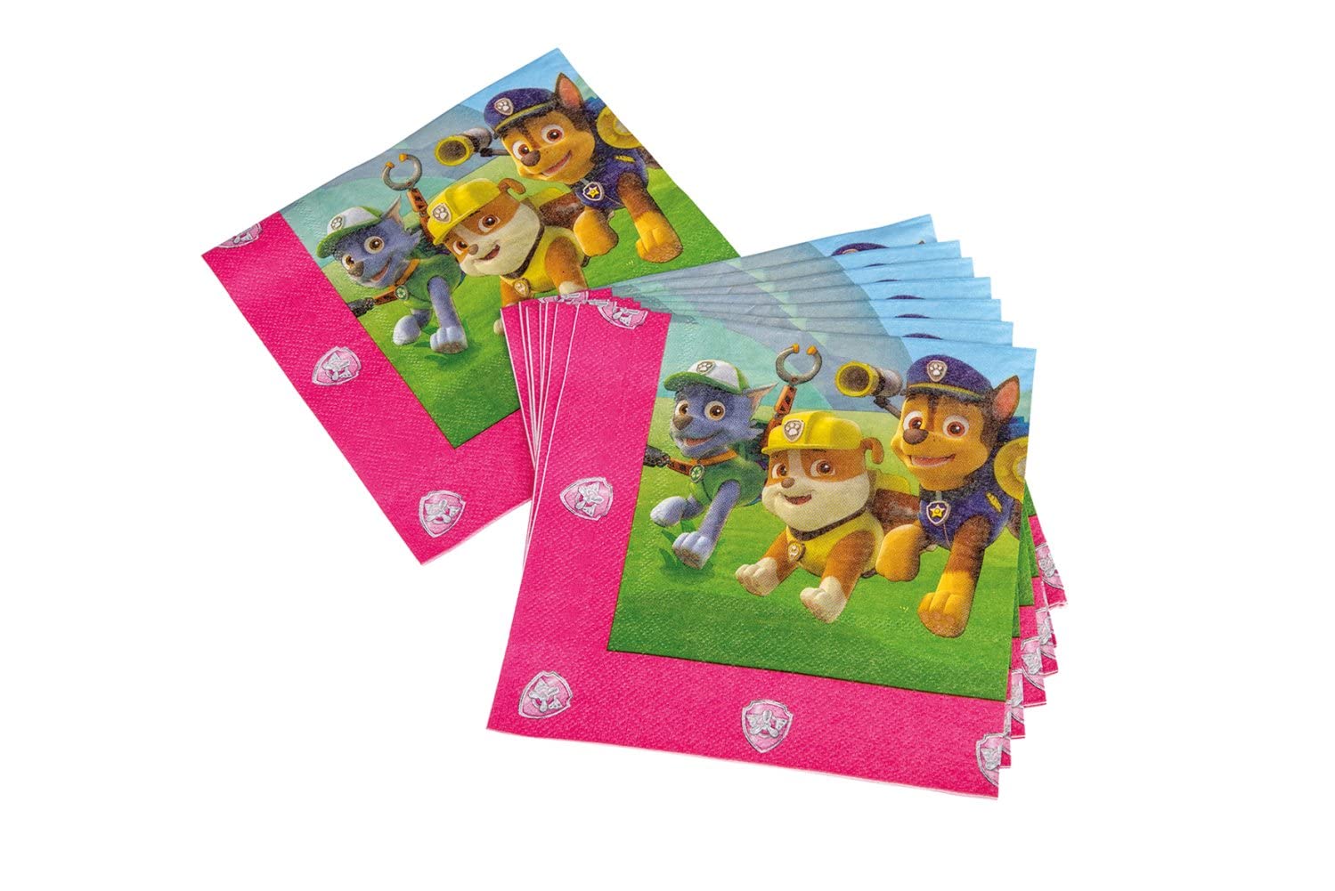 tib Paw Patrol Napkins 3 Ply Set of 20 Pieces, Size - 33 x 33 cm., Colour - Pink
