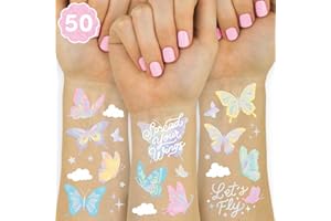 xo, Fetti Pastel Butterfly Temporary Tattoos - 70 Foil Styles | Rainbow Fairy Birthday Party Decorations, Monarchs, Heart Favors, Flowers, Garden Arts and Crafts, Baby Shower Decor
