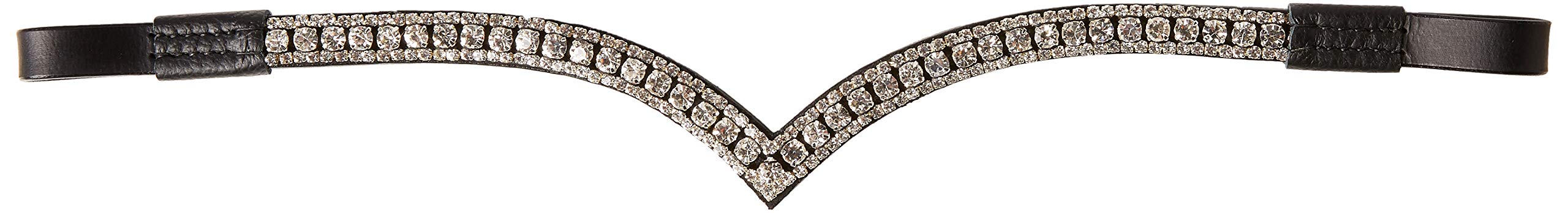 Cwell Equine Bling V 3 Rows Sparkly Clear crystals Browband Black F/C/P (COB 15")