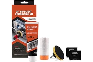 Headlight Restoration Kit with Sanding and Polishing Drill Attachments, Quick Removes Headlight Yellowing
