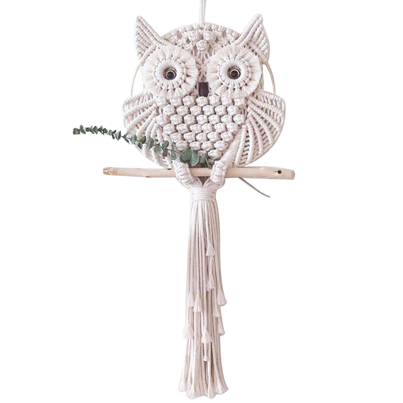 Oriental riverkit Owl Macrame Wall Hanging Woven Tapestry Hand Craft Owls Dream Catchers Cotton Boho Home Decorations 30cm