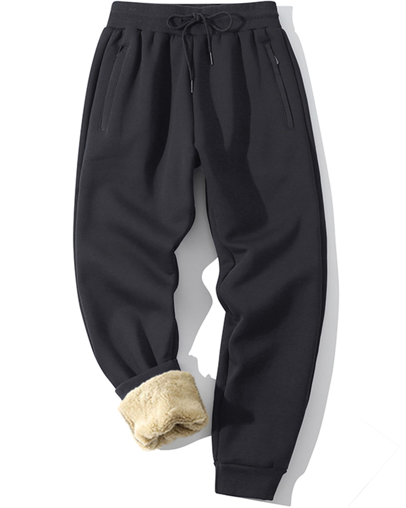 MACHLAB Men's Thermal Fleece Jogger Pants Sherpa Lined Sweatpants Winter Warm Thick Track Pants Iron Gray#2809 XL Image