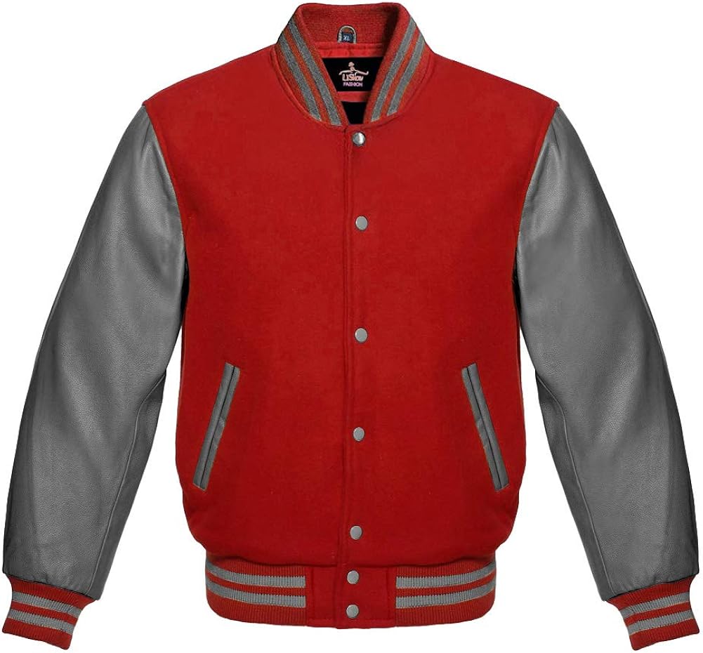 Varsity Jacket Baseball Letterman Bomber School College Red Wool