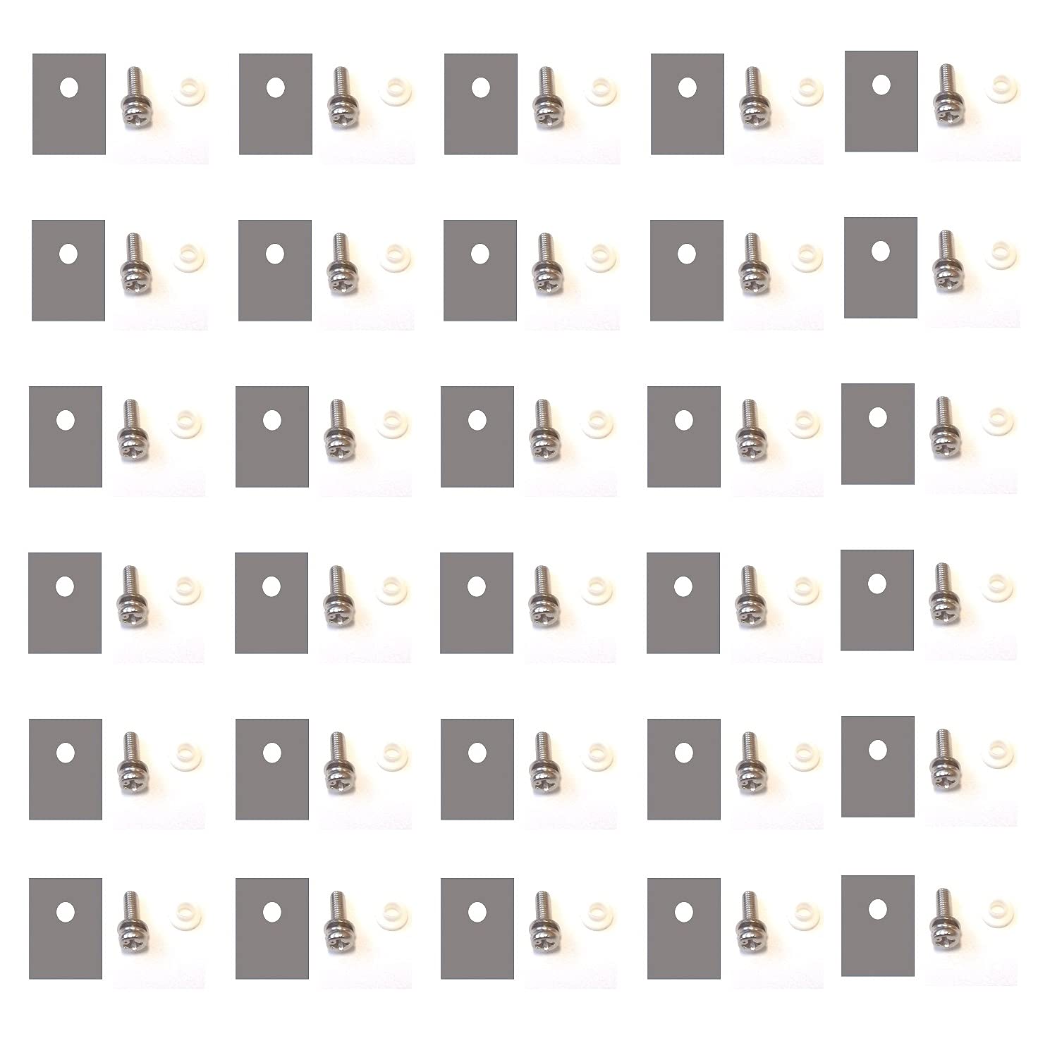 Easycargo 30 Sets TO-220 Heatsink Insulator/Mounting kit (Screws + Washer + Bushing + Insulator), TO-220 Heat Sink Insulator Mounting Kit for MOSFET Transistor irf520 LM317 7805