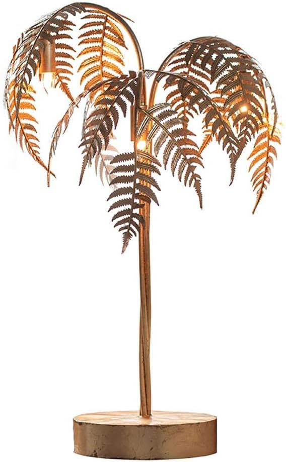 Floor Lamps Golden Metal Palm Tree Table Lamp，3 Light Dask Lamp for Living Room Energy-saving Decoration Table Lamp 80cm