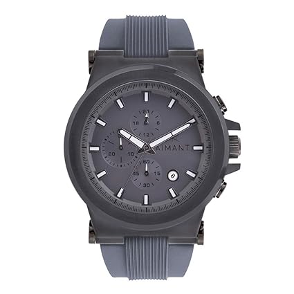 AIMANT Mens Monaco Gun Metal with Grey Silicone Strap GMO-180SI8-88