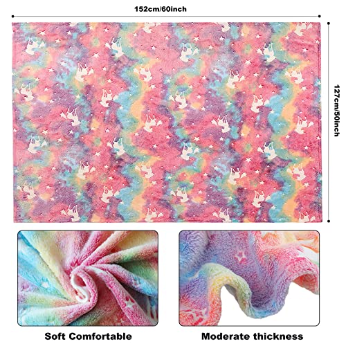 smartelf Glow In The Dark Throw Blankets Luminous Unicorns Blanket for Girls Soft Flannel Fleece Blanket Rainbow Unicorn Toy Bedroom Decor for Girls Kids Birthday Christmas 50x60 inch