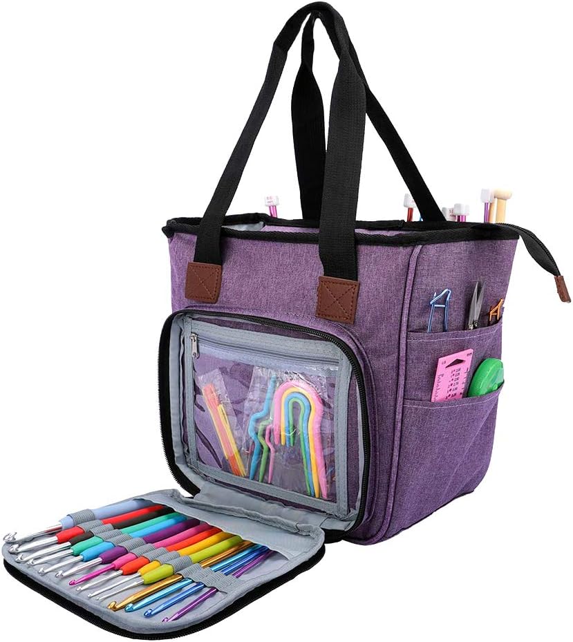 SumDirect Yarn Bag, Knitting Organizer Tote Bag Portable Storage Bag for Yarns Carrying Projects, Knitting Needles