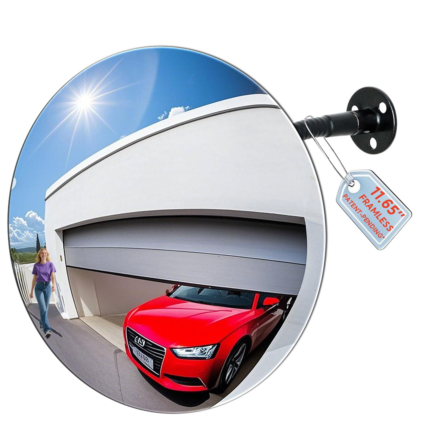 Photo 1 of 11.65 Inch Frameless 1.8mm Thick Acrylic Convex Mirror - Adjustable Wide Angle View Indoor Security Mirror for Garage Parking Warehouse Office and Corner Security Traffic