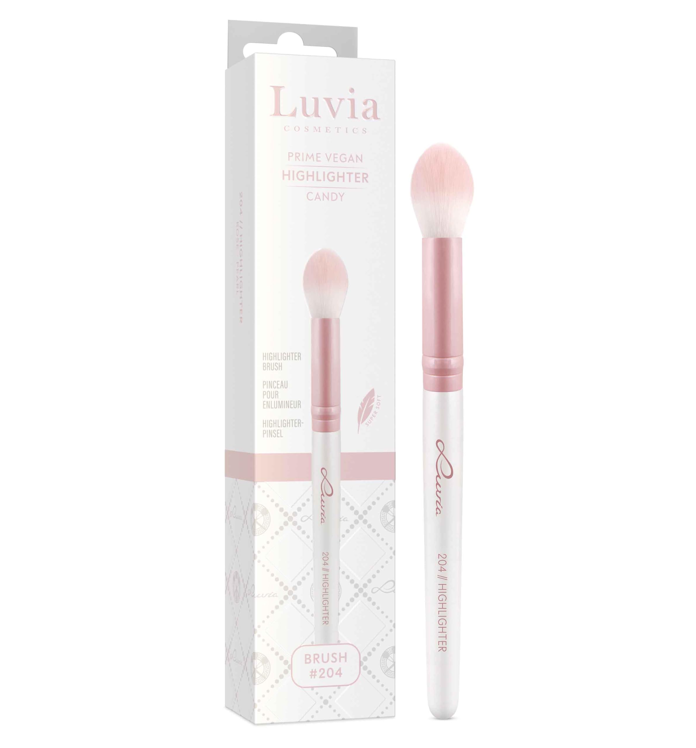Luvia Professional Makeup Brush, Highlighter Make-Up Brush, Round Brush, Vegan Cosmetic Brush, 204 // Highlighter - Candy
