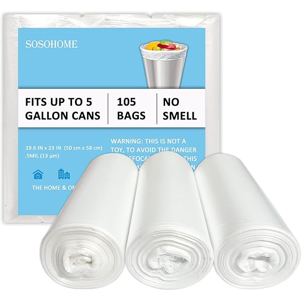 1.2 Gallon Small Trash Bags 100-Count - Clear Light Duty Wastebasket Liners For Bathroom & Office