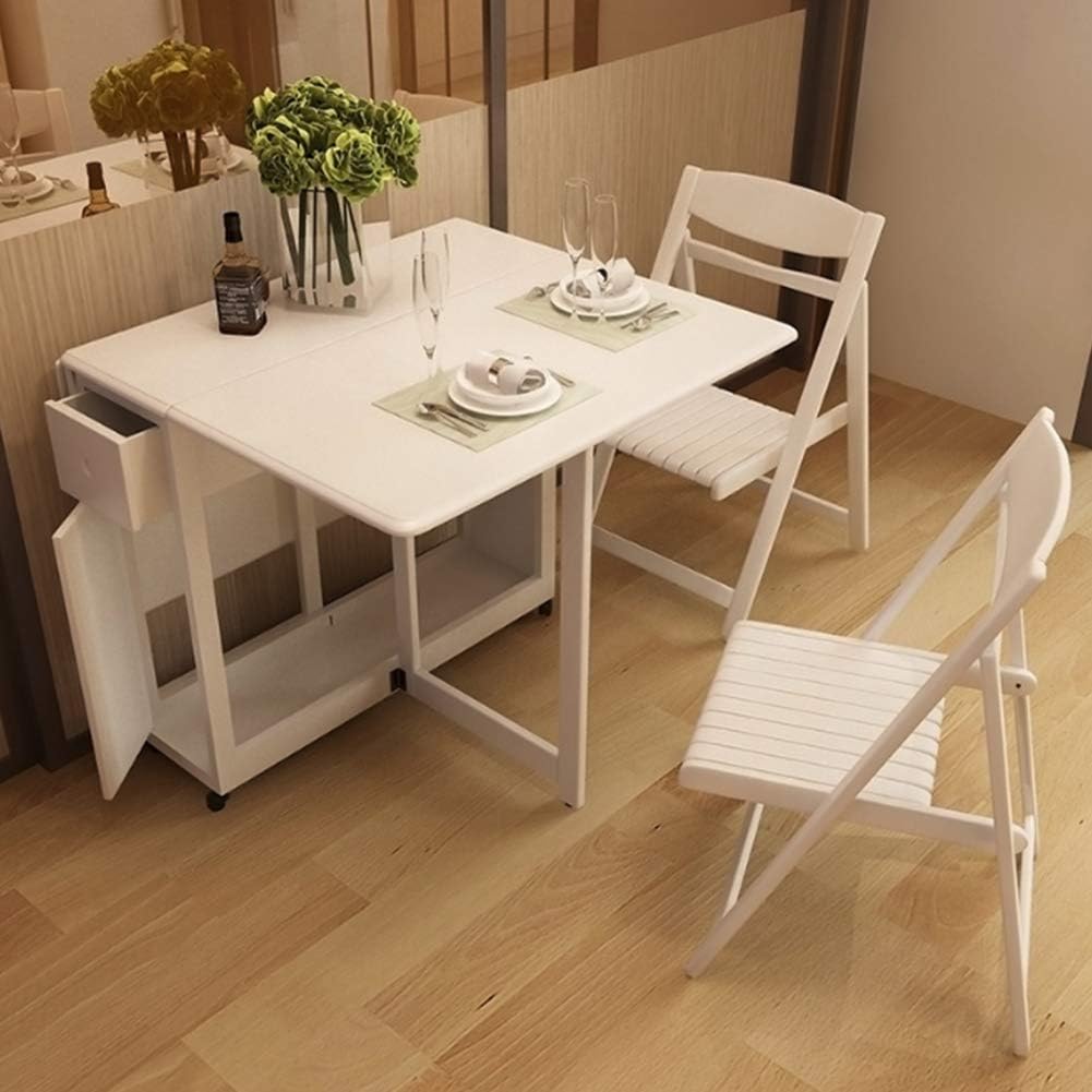 XINTONGDA Simple Dining Table Telescopic Table Foldable Dining Table and Chair Combination Solid Wood Rectangular Table,1table+6chairs