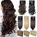 S-noilite Long Curly Wavy Straight Clip in on 8 Pieces Full Head Set Hair Extensions 8pcs Hairpiece Extension Many Colors for Girl Lady Women (17