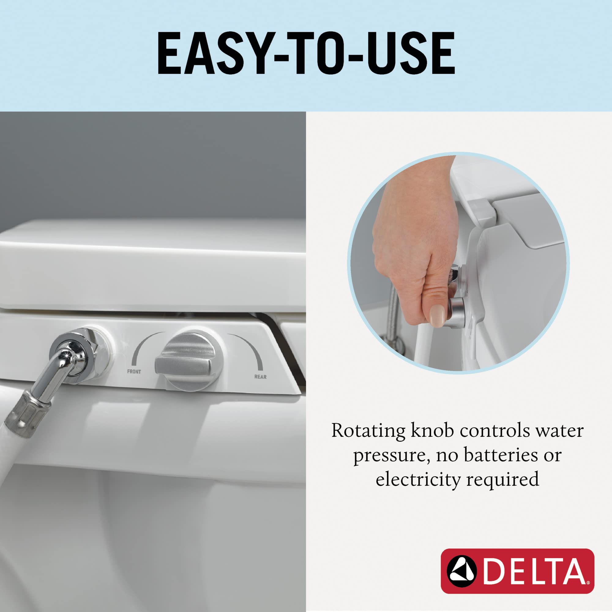 Delta 833004 Elongated Soft Close Bidet Seat with Manual Control Self-Cleaning Wand - White