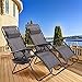 Goplus 2PC Zero Gravity Chairs Lounge Patio Folding Recliner Outdoor Yard Beach with Cup Holder (Gray)