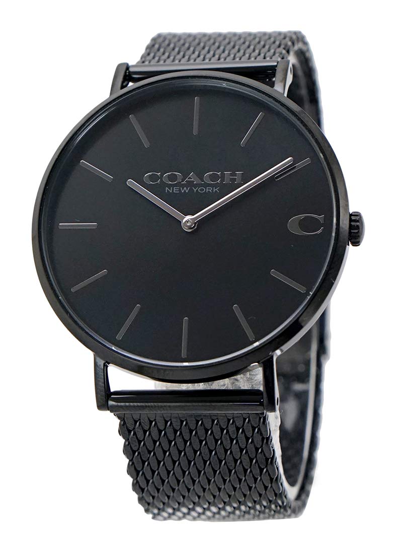 Coach 14602148 Men's Watch Charles 1.6 inches (41 mm), Black Dial, Stainless Steel Mesh Strap, Bracelet Type
