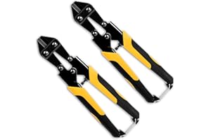 IFFITYA Bolt Cutter Set - 2 Pcs Mini Bolt Cutters 8-Inch with Soft Rubber Grip, Small Bolt Cutters for Locks, Wire Snips Included - Wire Cutters, Electric Wire, Small Screws,Fish Hook, Jewelry, Yellow