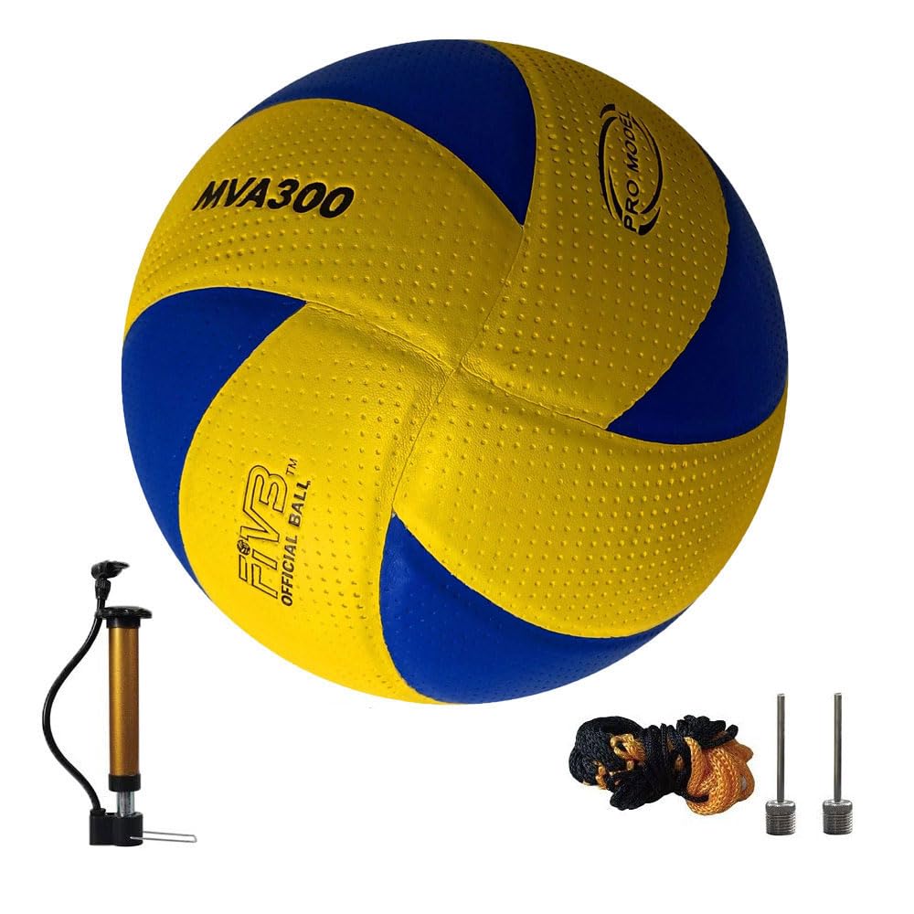 zalati Volleyball Beach Gym Microfiber PU Ball with Mesh Bag Needle Adapter Pump for All Ages Beginners Outdoor Activity - Official Size 5