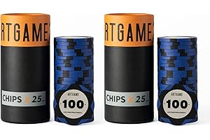 ARTGAME 14 Grams Clay Poker Chips, Minimalism Chip Easy to Recognize Numbered Chips and Color Blank Chips-Pack of 50 Chips…