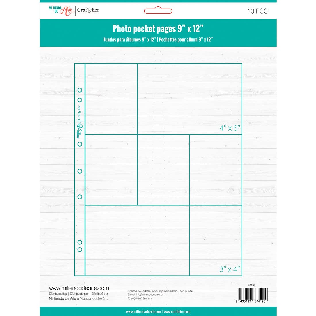 Craftelier - Clear Plastic Photo Album Sleeves with 7 A-Pockets for Personalised Photo Albums | Includes 10 Sleeves of 9" x 12" (22.86 x 30.48 cm) | Compatible with 3 & 4 Ring Photo Albums