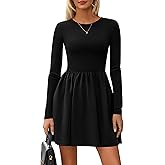 PRETTYGARDEN Women's Long Sleeve Mini Dresses 2026 Spring Casual Pleated A Line Party Cocktail Short Babydoll Dress Pocket