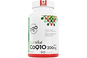 PlantVital Coenzyme Q10 - Made in Canada - 400mg (2 capsule per day) - CoQ10 Supplement - Support Cardiovascular Health - Hig