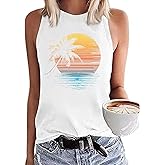 KBLDZHT Women Beach Tank Tops Hawaiian Sleeveless Tanks Summer Vacation Tees Vintage Graphic Girls Trip Tanks Vest