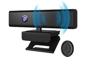 Full HD 1080P Computer Camera with 4 Built-in Omnidirectional Microphones and Speaker for Video Conference Streaming, USB Ext