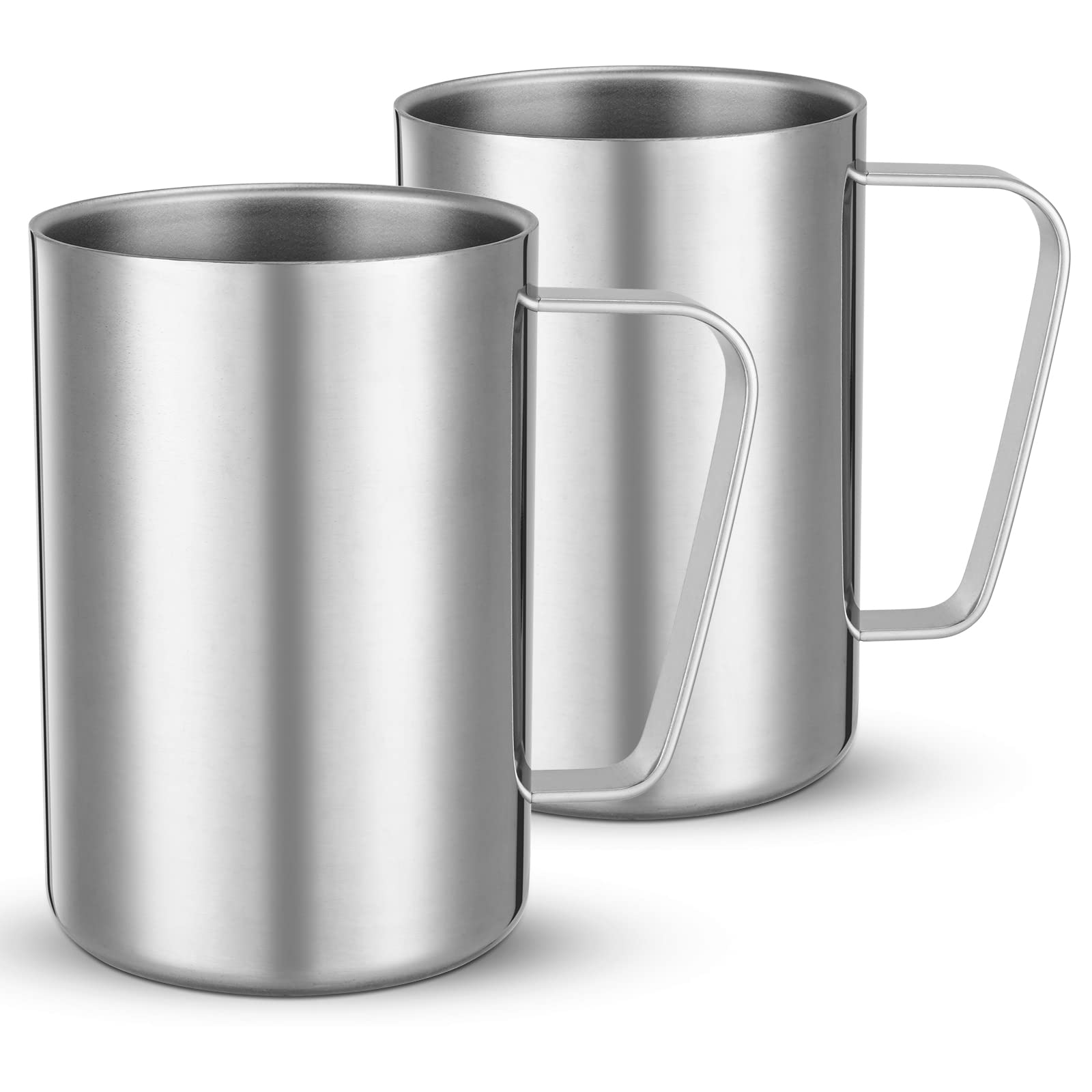 Bidponds 2 Pcs 16.9oz/500ml Stainless Steel Mug, Camping Mug, Double Wall Vacuum Insulated Mug, Suitable for Coffee, Milk,Juice,Tea and Other Cold or Hot Drinks