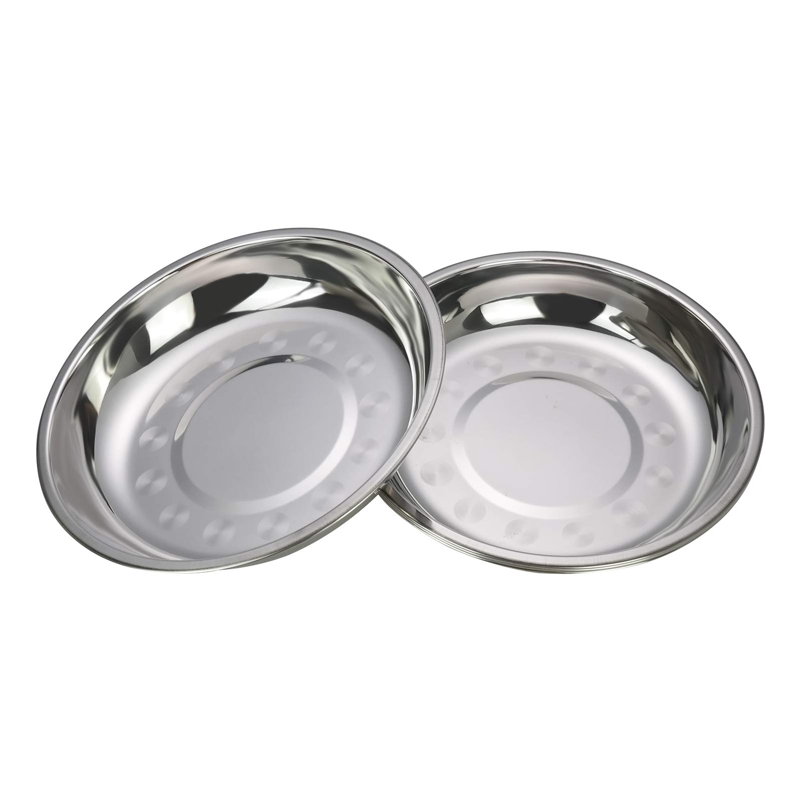 Zerdyne Set of 4 Dinner Serving Plates, Stainless Steel Round Plates, 19.4 CM