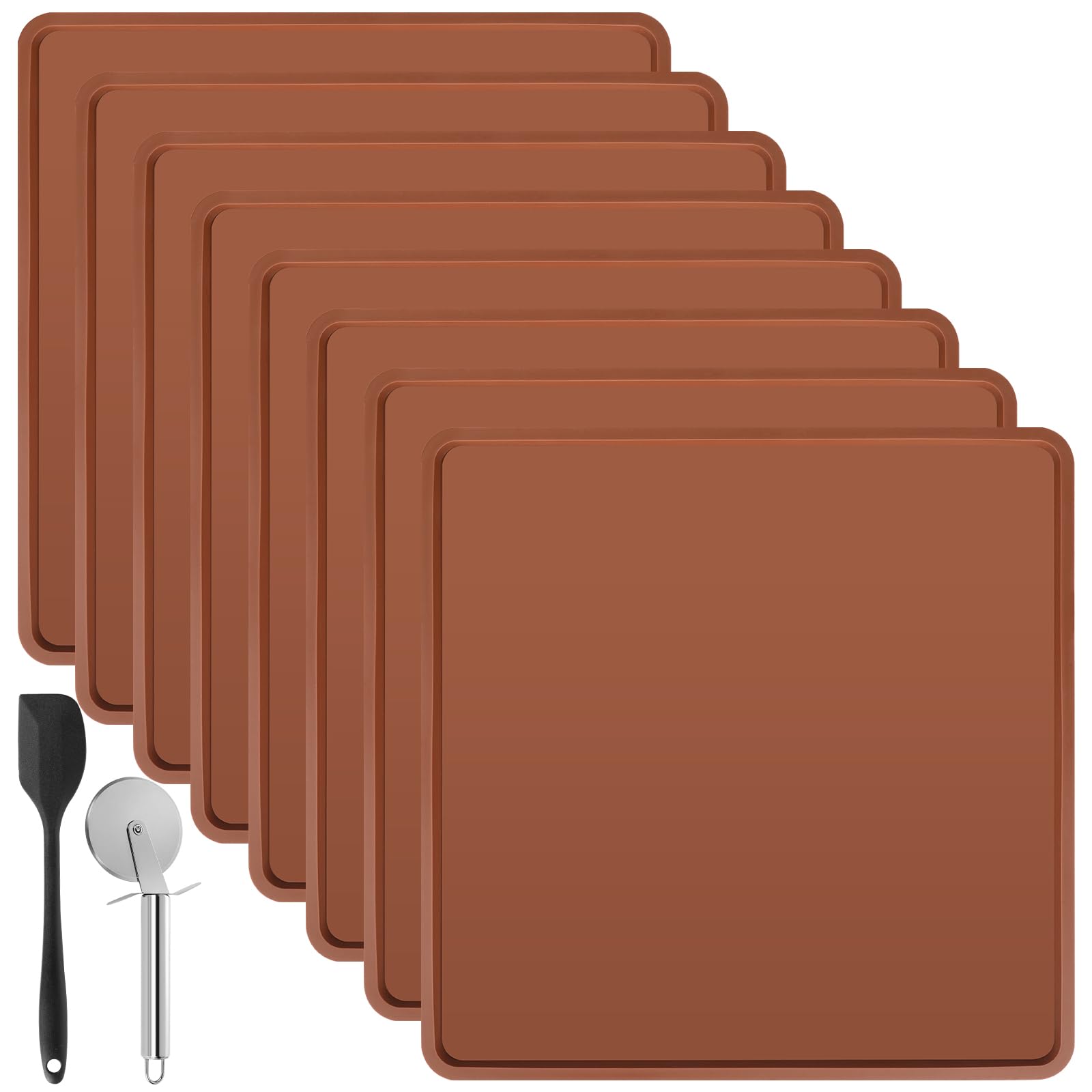 Photo 1 of 8 Pack Silicone Dehydrator Trays Sheets 14'' X 14'',Reusable Fruit Leather Dehydrator Trays with Edge for Liquids Vegetables Meat Herbs,Square Mats Liner with Scraper and Cutter Wheel