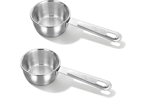 2 Pcs 1/4 Cup Stainless Steel Measuring Cup, 60ml, 2oz Metal Measuring Cups Coffee Measuring Cups Measure Scoop or Cooking, B