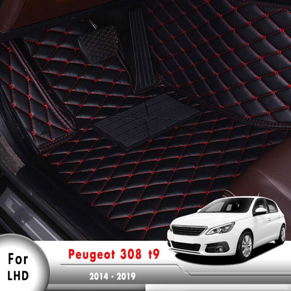 HCDSWSN Leather Auto Foot Pad Cover Internal Accessories LHD Car Floor Mats,for Peugeot 308 t9 2014 2015 2016 2017 2018 2019