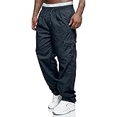 Men's Cargo Pants Relaxed Fit Sport Pants Jogger Sweatpants Drawstring Outdoor Trousers with Pockets