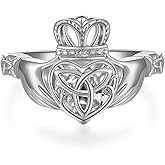 Claddagh Rings for Women 925 Sterling Silver Celtic Ring Irish Jewelry Crown Ring Heart Diamond Ring Promise Ring Irish Gifts