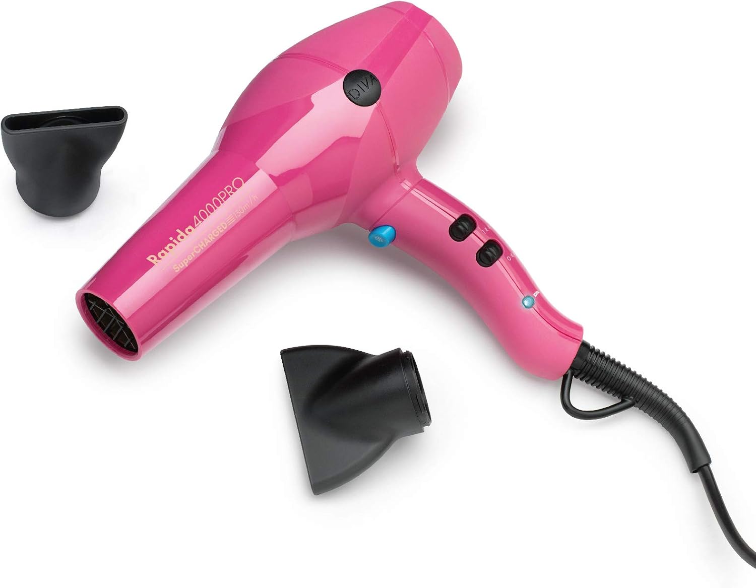 Diva Pro Styling Rapida 4000 Pro Dryer 2200 W Professional Hairdryer with Ionic Conditioning, Magenta PRO110